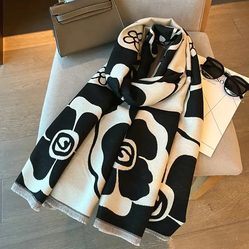 black-beige high-end scarf