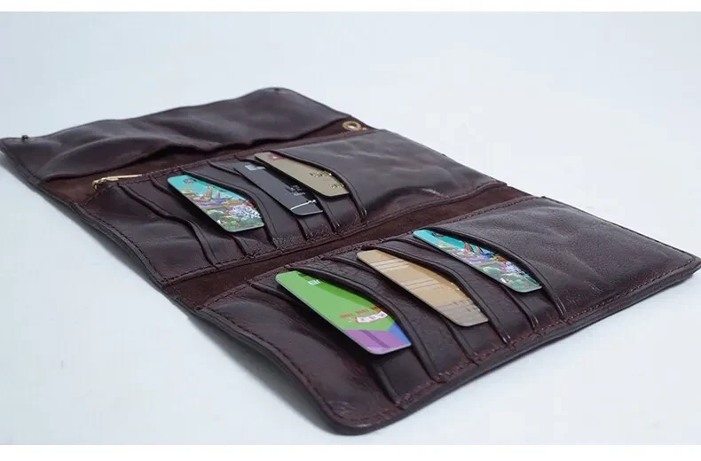 Skeleton-skin Trifold Wallet Vintage Large Capacity Cowhide Wallet