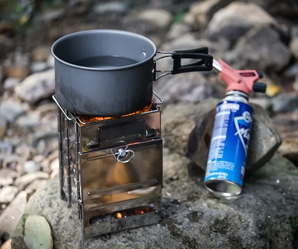 Stainless Steel Firewood Stove Camping Portable Folding