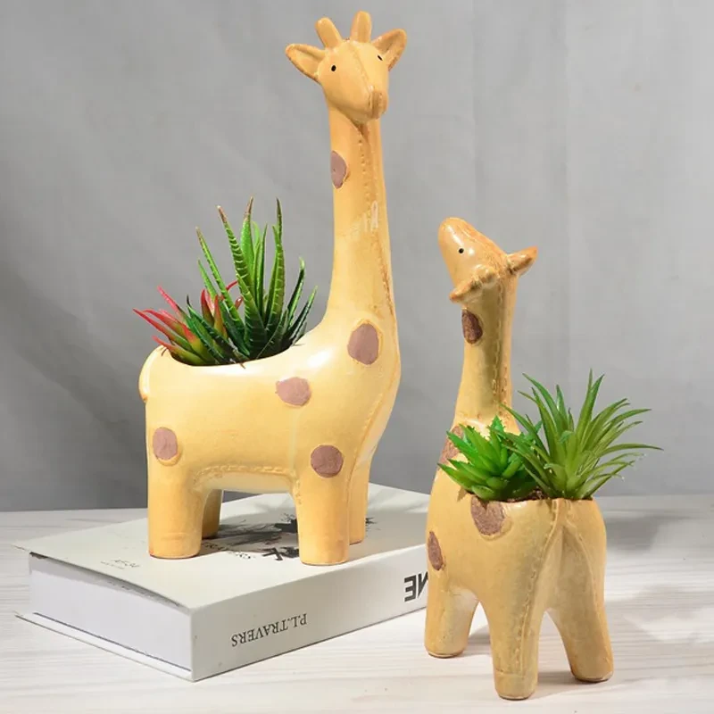 Creative Cute Ceramic Giraffe Succulent Flower Pot