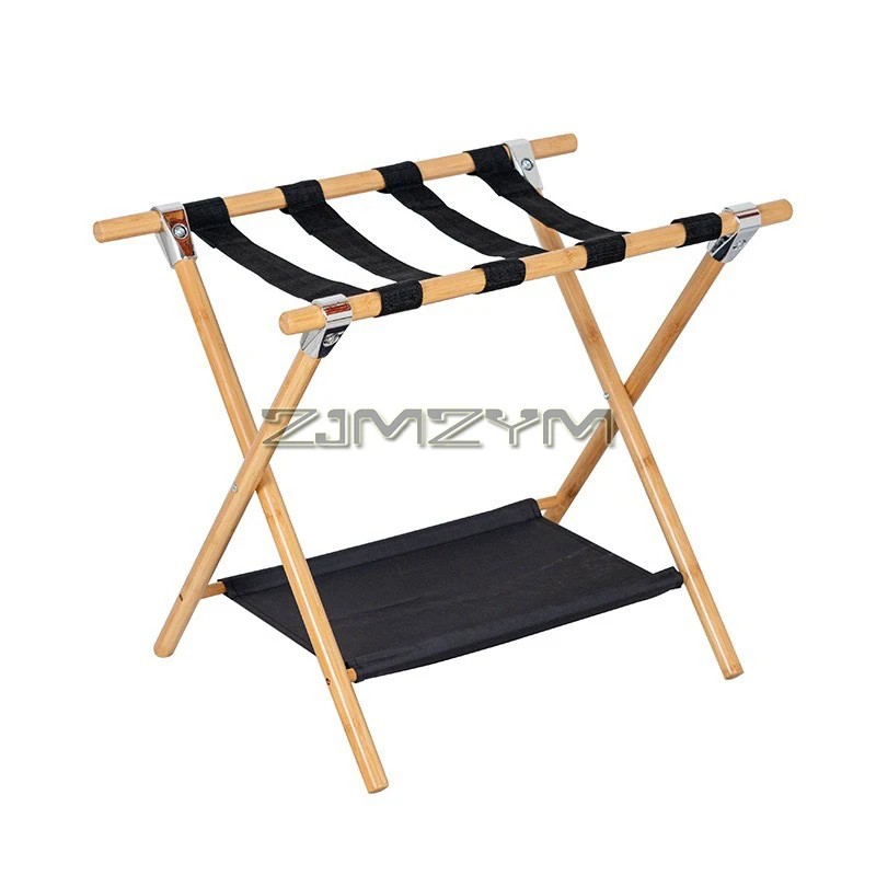 Luggage Rack: Folding Suitcase Stand with Storage Shelf