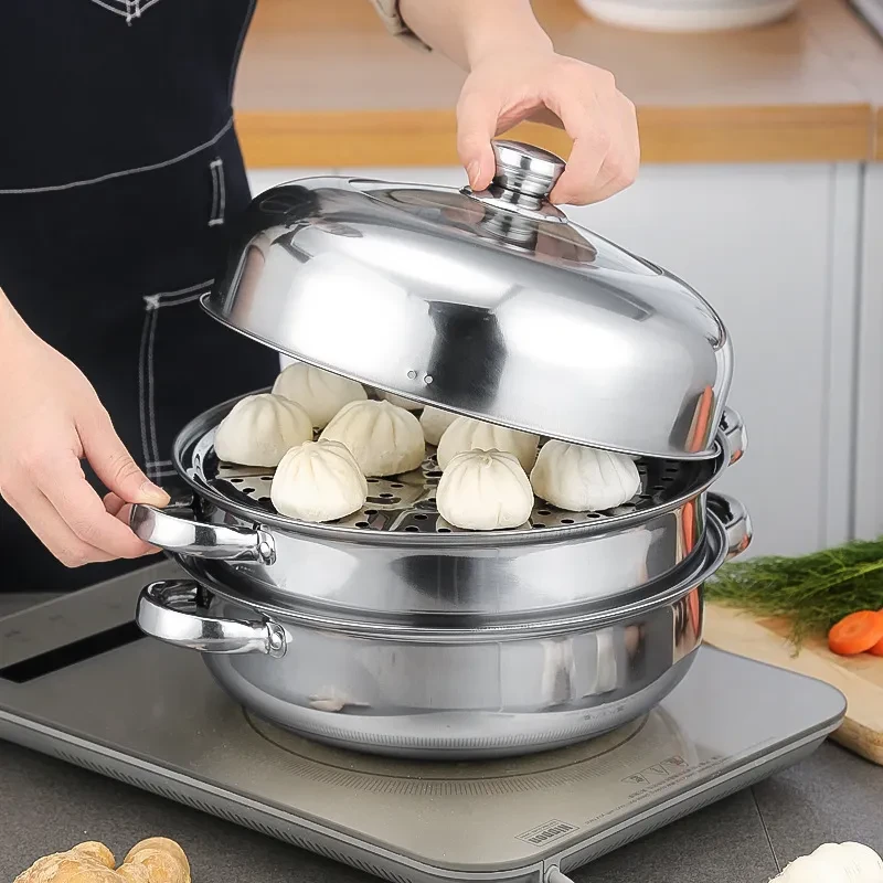 Thickened Stainless Steel Pot Steamer Set
