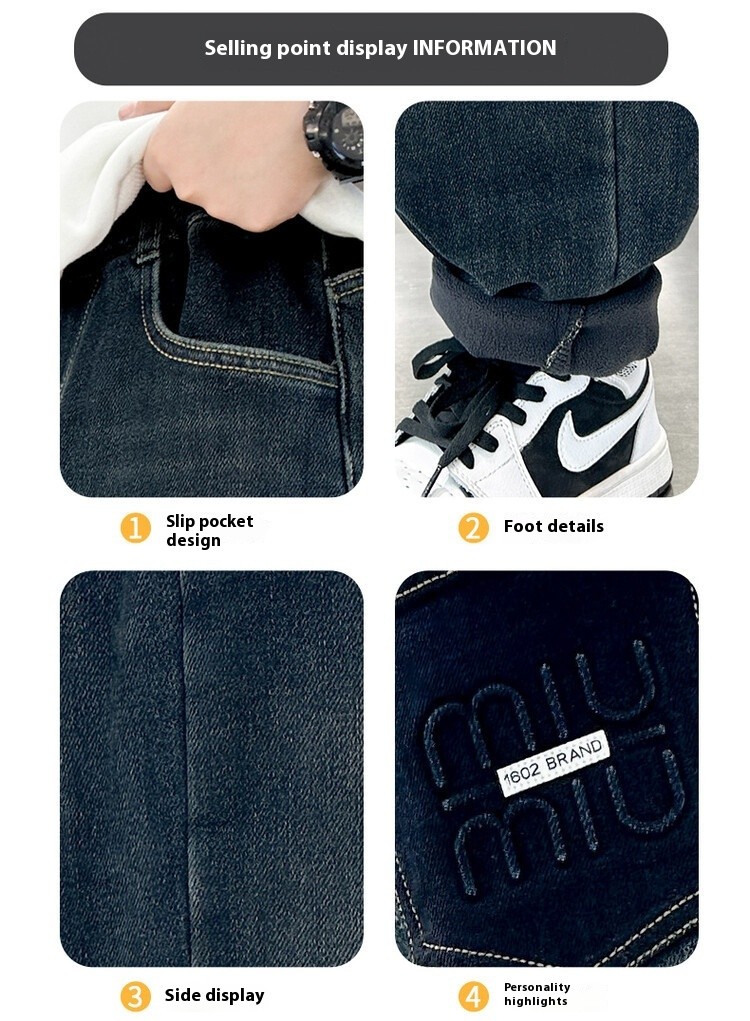 Korean Style Big Children Thick Warm Pants