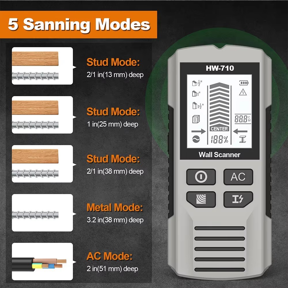6 in 1 Wall Metal Detector Depth Wall Stud Finder