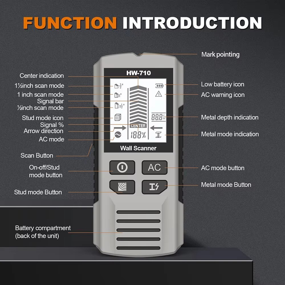 6 in 1 Wall Metal Detector Depth Wall Stud Finder