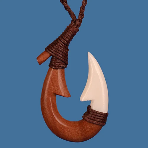 Bone and Wood Bound Hook Pendant