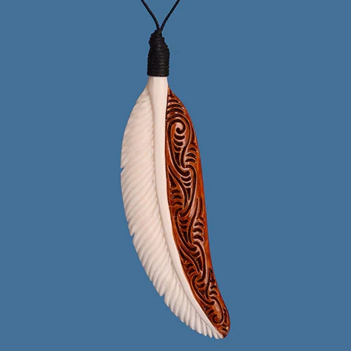 Bone Feather Pendant with Staining