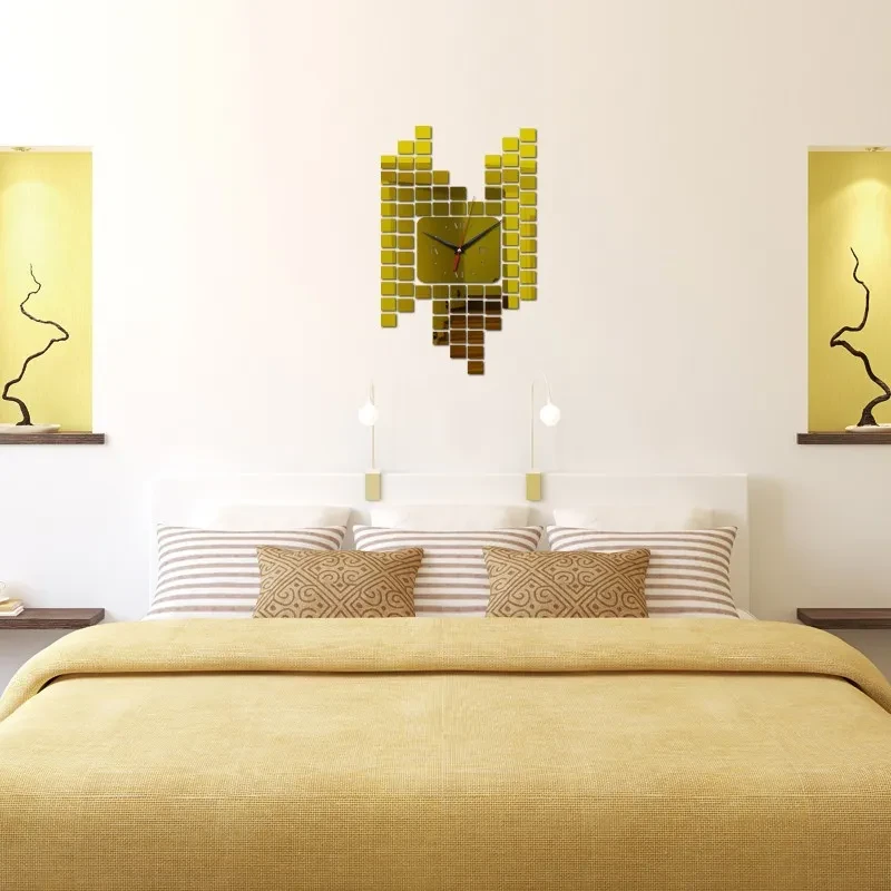 Mosaic Wall Sticker Clock Wall Decoration Digital Wall Clock Clock