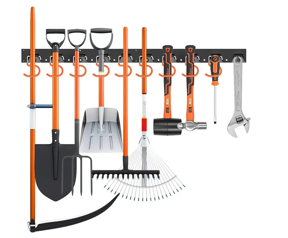 Wall Mount Hanger Garage Tool Organizer Heavy Duty Rack Metal Decorative Multi-Tools Storage Hooks With Screws And 5 Hooks