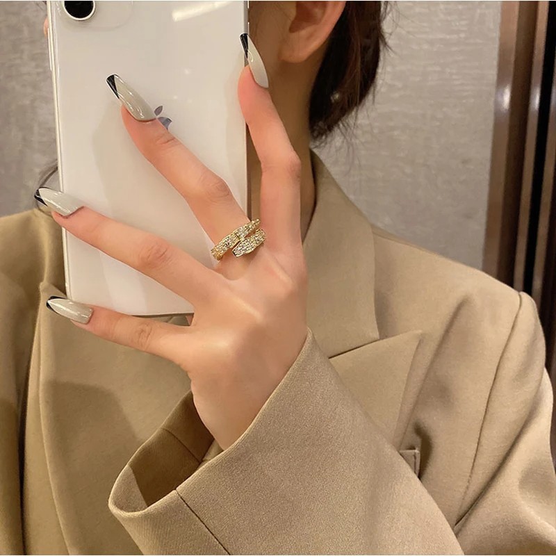 Trendy Snake Bone Shape Open Rings for Women
