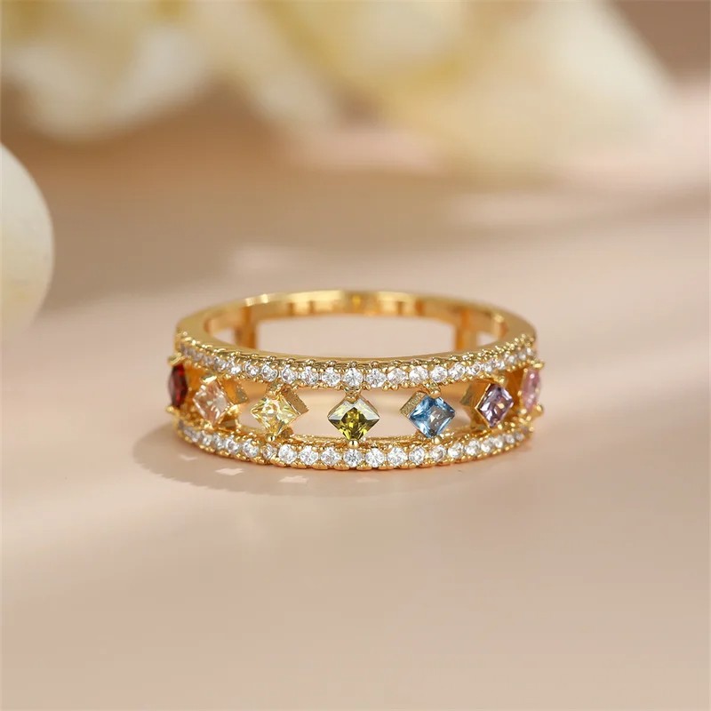 Dainty Square Zircon Engagement Ring