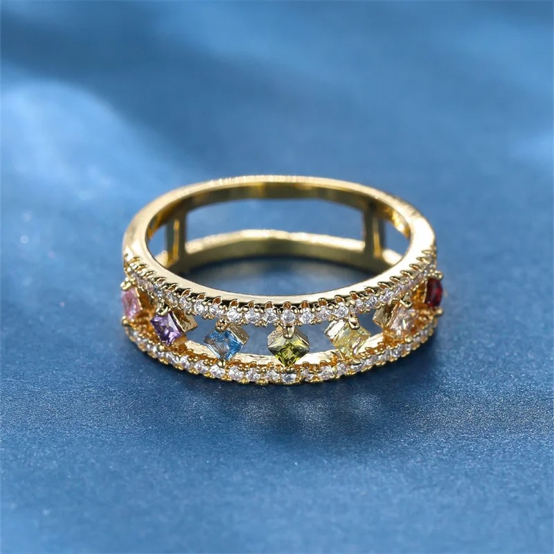 Dainty Square Zircon Engagement Ring