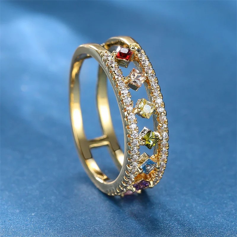 Dainty Square Zircon Engagement Ring