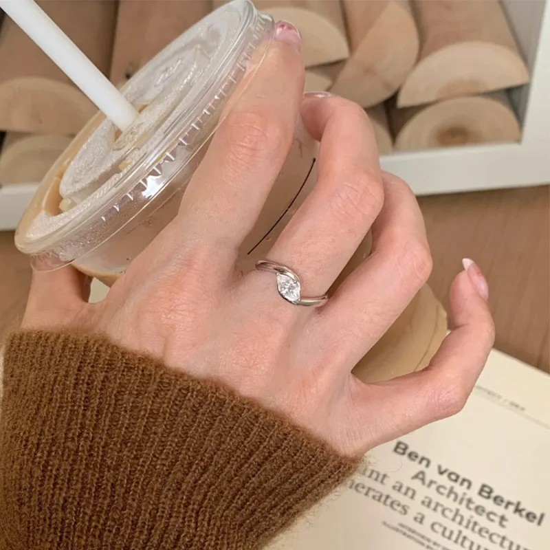 Mewanry Silver Color Zircon Rings for Women