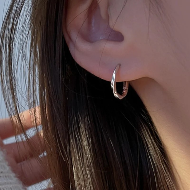 Geometric Wave Twisted Hoop Earrings for Women