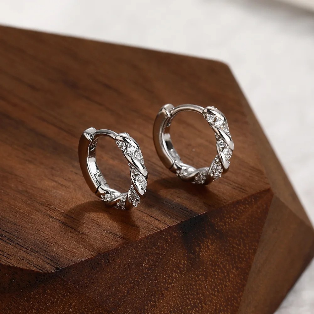 Mobius Circle Zirconia Hoop Earrings
