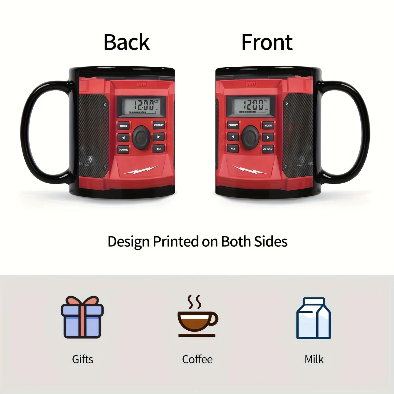11oz Black Ceramic Coffee Mug with Speaker Design