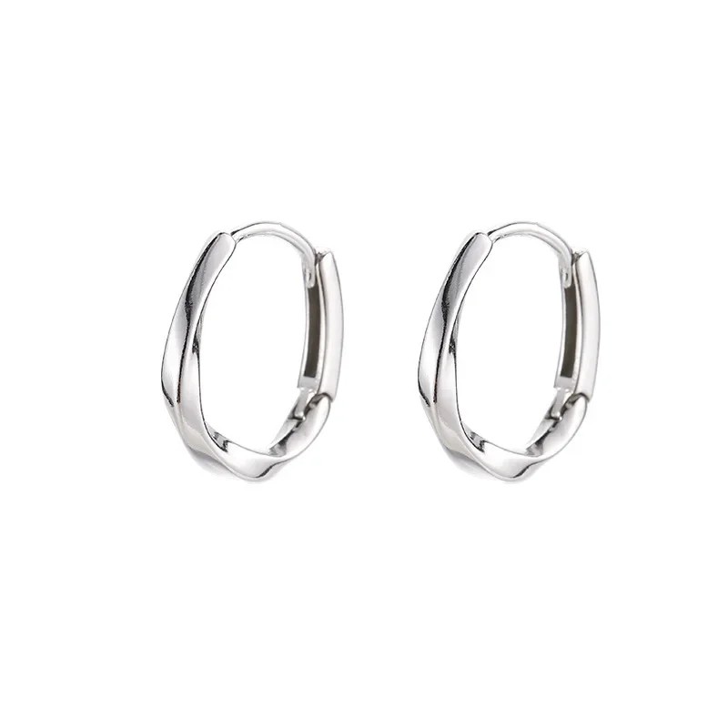 Sterling Silver Round Earrings  Simple Inlaid Design for Women, Wedding Jewelry Accessories