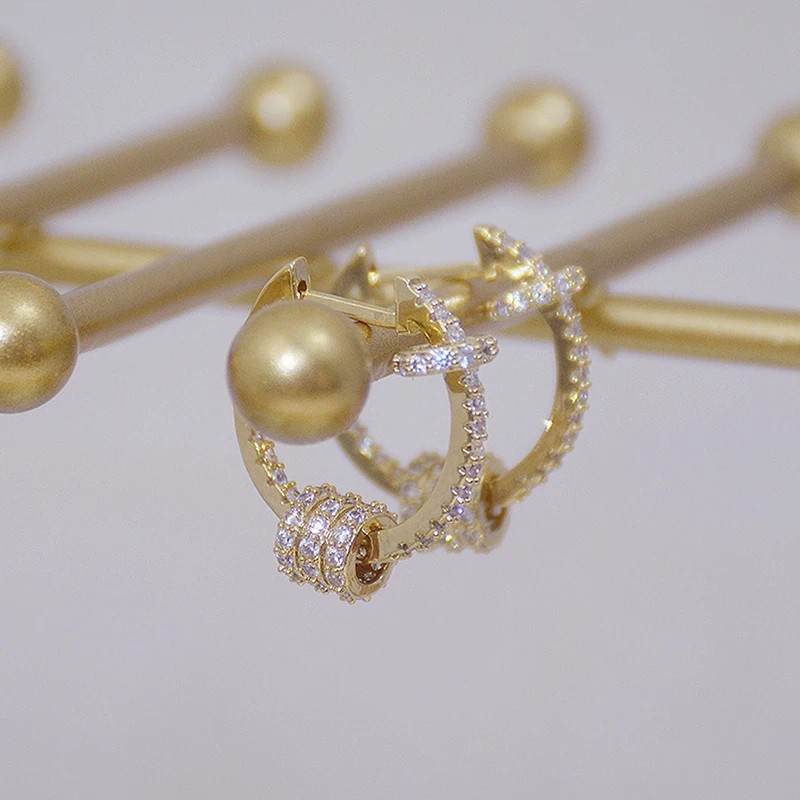 14k Plated Gold Luxury Super Shine CZ Buckle Earrings