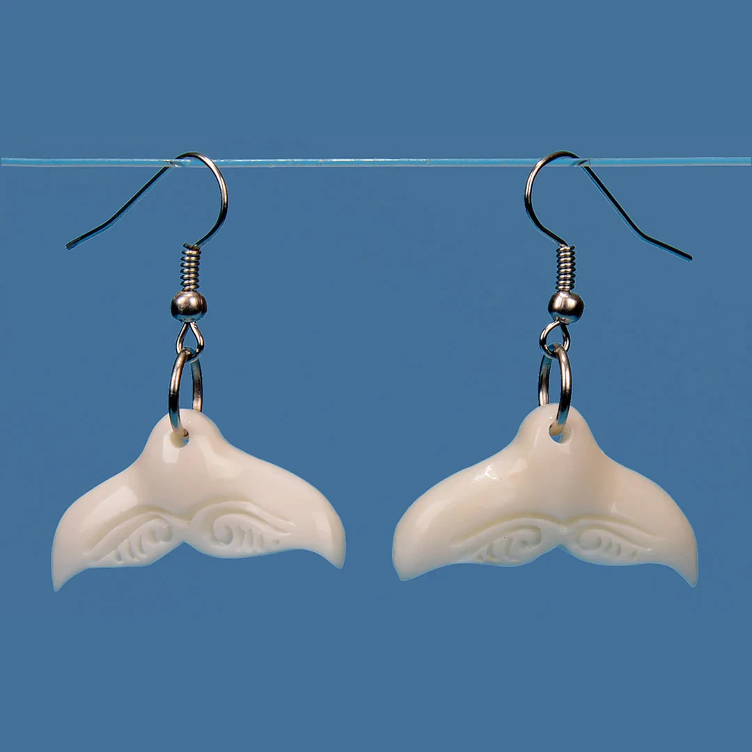 Bone Whale Tail Earrings