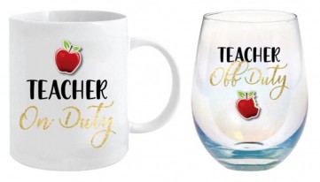 TEACHER 360ML MUG & STEMLESS GLASS 600ML GIFT SET