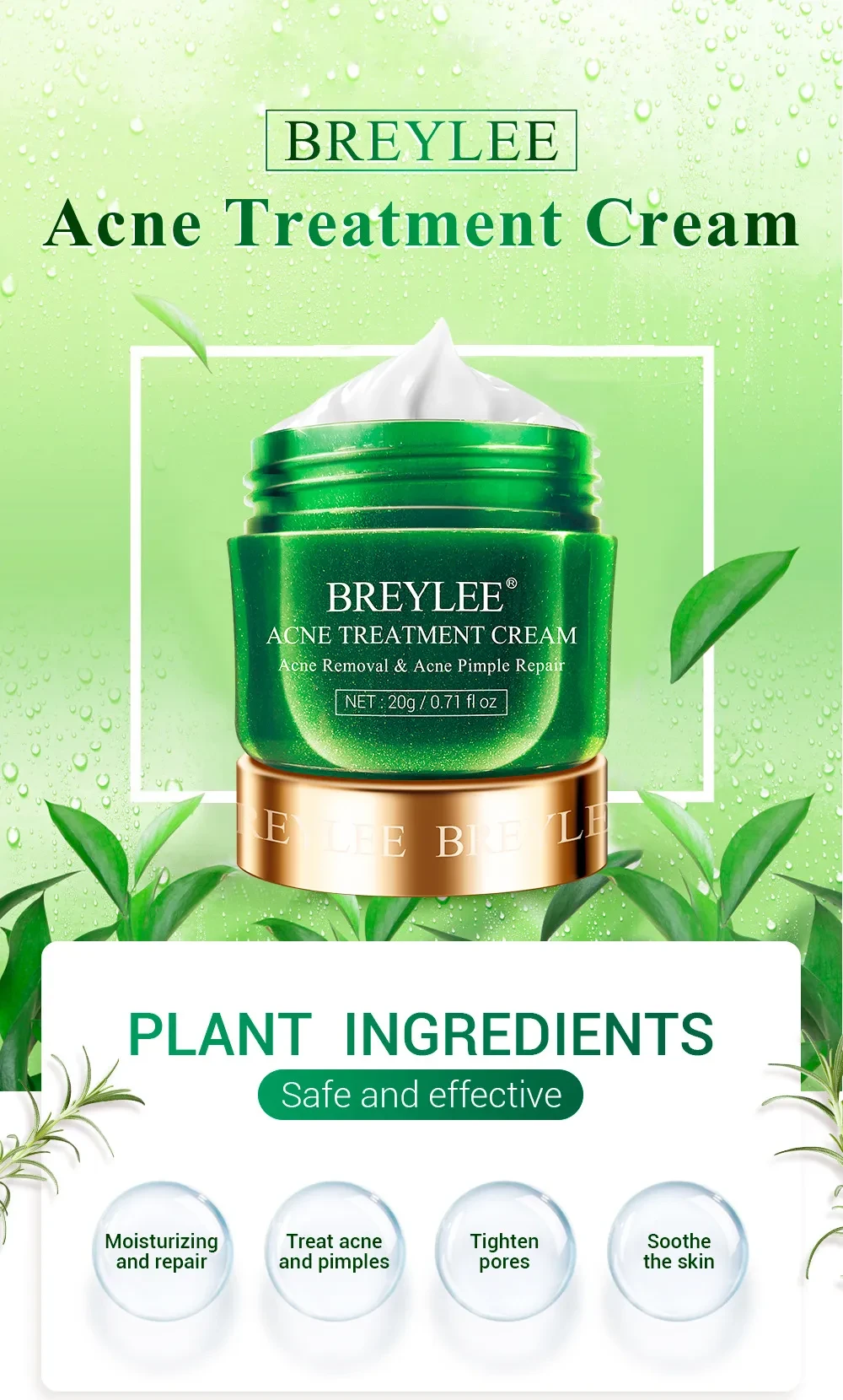Tea tree acne cream moisturizing acne cream