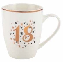 **18TH PASTEL HEART BULLET MUG 12OZ