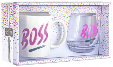 **BOSS 360ML MUG & STEMLESS GLASS 600ML GIFT SET