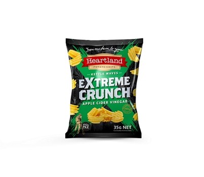 CHIPS APPLE CIDER VINEGAR XTREME CRUNCH 35GM 24s (HEARTLAND)