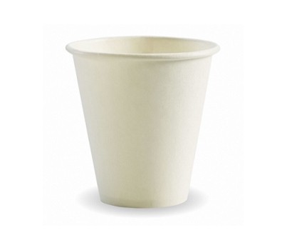 CUPS S/WALL WHITE 8OZ 80MM 240ML 50s/SLV (BIOPAK BC-8W)