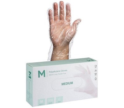 GLOVES PE CLEAR MEDIUM 500s/PKT (MATTHEWS MPH29005)
