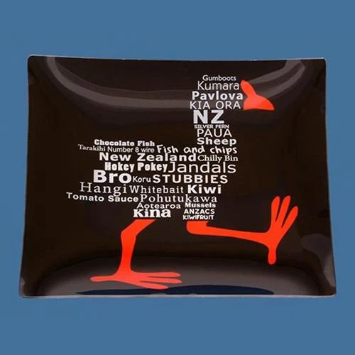 Glass Pukeko Words Plate