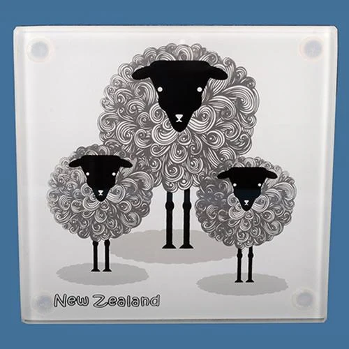 Glass Sheep Coaster Set