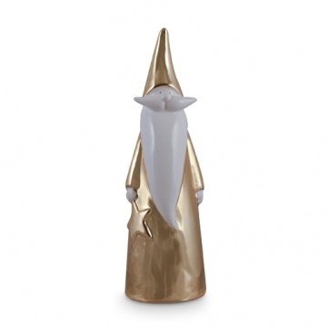 **LARGE GOLD/WHITE CERAMIC SANTA 25CM