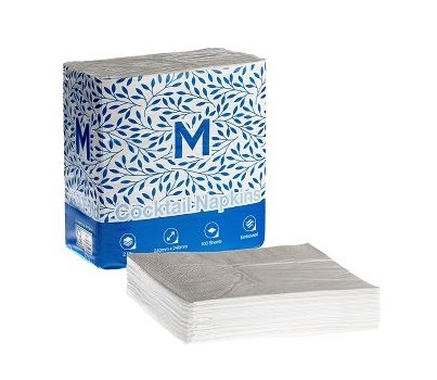 NAPKINS COCKTAIL 2PLY 1/4 WHITE 100s/PKT (MATTHEWS MPH38410)
