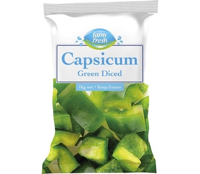 CAPSICUM GREEN DICED 10MM 1KG (FARM FRESH) [FZN]