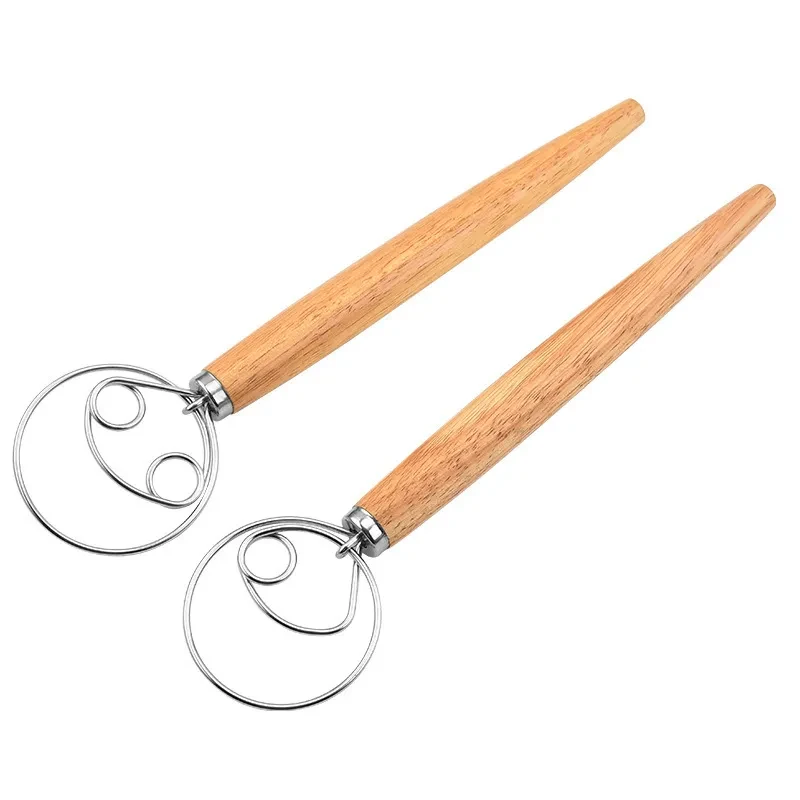 13-inch Oak Handle Powder Feeder Flour Blender Danish Dough Stirring Rod