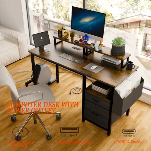 Small Office Desk with Shelves