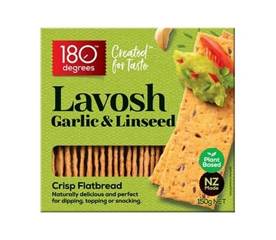 SNACK LAVOSH FLATBREAD GARLIC 150GM (180 DEGREES 995420)