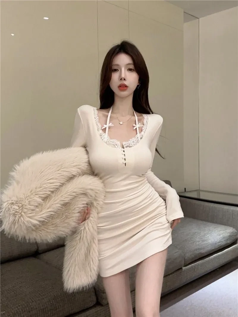 Lace Stitching Women's Elegant Slim-fit Hip Skirt