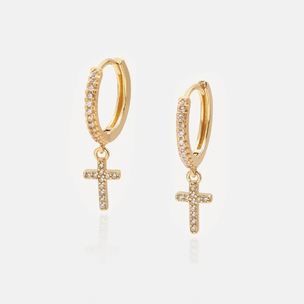 Cross zircon earrings
