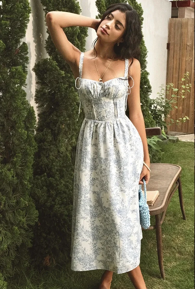 Women's Fashion Personalized Bow Seaside Sling Dress
