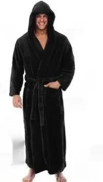 Warm Men's Plus Size Thick Hooded Long Sleeve Nightgown