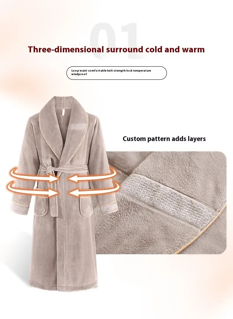 Winter Fleece Lining Plus Size Milk Fiber Homewear Mid-length Men's Pajamas