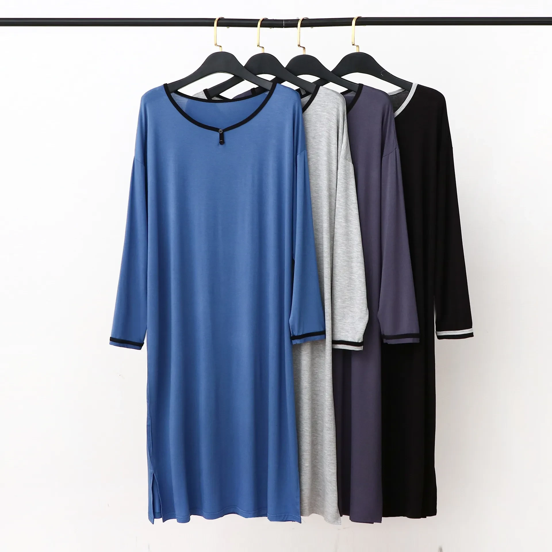 Long Below The Knee Soft Draping Bathrobe Men's Pajamas