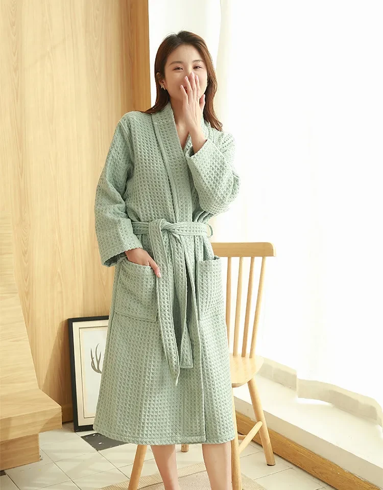 Cotton Double Waffle Unisex Thickened Long Robe