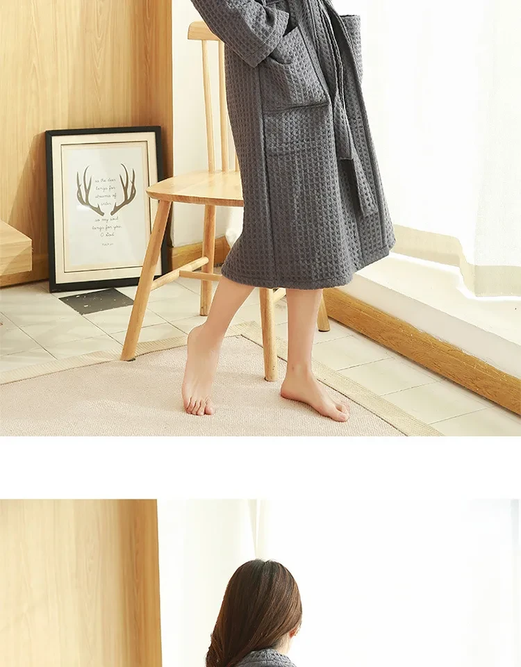 Cotton Double Waffle Unisex Thickened Long Robe