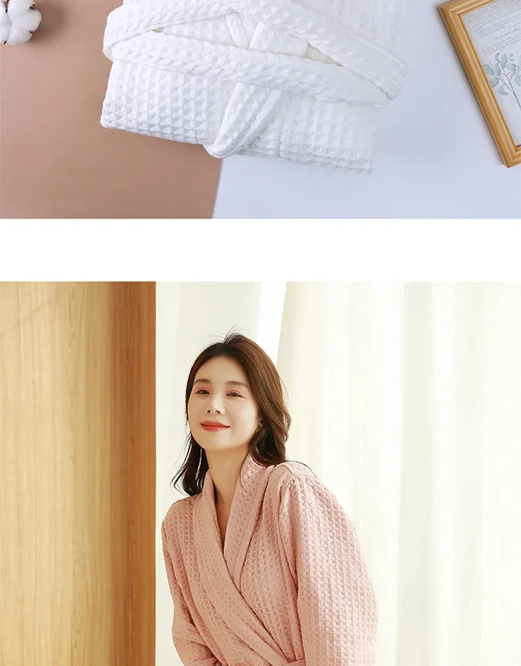 Cotton Double Waffle Unisex Thickened Long Robe