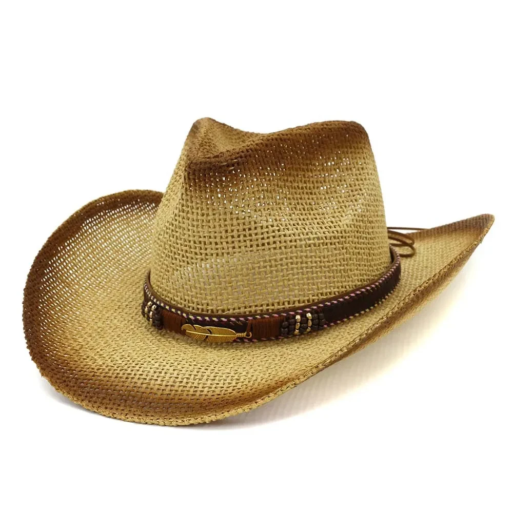 Western Spray Paint Straw Cowboy Hat Beach Hat
