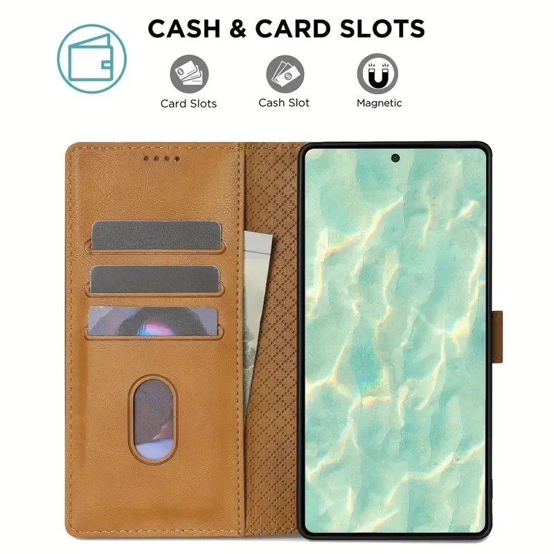 Faux Leather Case for Galaxy S25 S24 S23 S22 S21 Ultra S20 FE 5G with Card Holder Kickstand